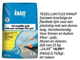 Brico Tegellijm flex knauf 25kg aanbieding