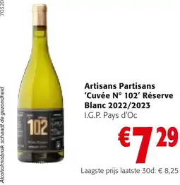 Colruyt Artisans Partisans Cuvée N° 102 réserve Blanc 2022/2023 aanbieding