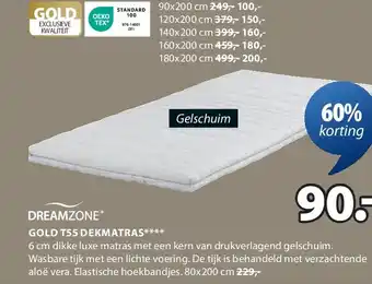 Jysk GOLD T55 DEKMATRAS aanbieding