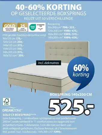 Jysk GOLD C5 BOXSPRING aanbieding