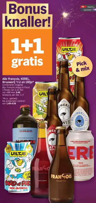 Albert Heijn Alle françois, kerel, brouwerij 't ij en uiltje aanbieding