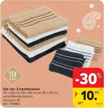 Carrefour Set van 3 Handdoeken aanbieding