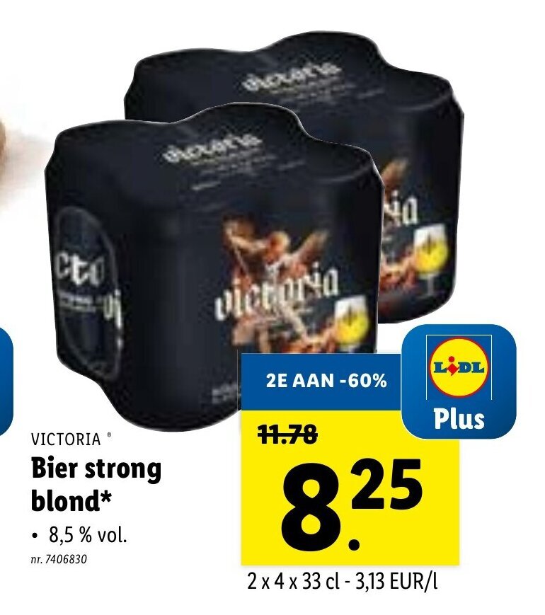 Victoria Bier Strong Blond 2 x 4 x 33 cl promotie bij Lidl