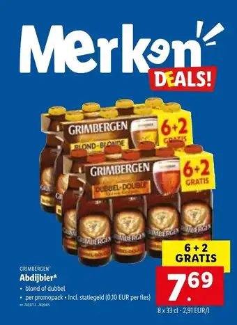 Lidl Grimbergen Abdijbier 8 x 33 cl aanbieding
