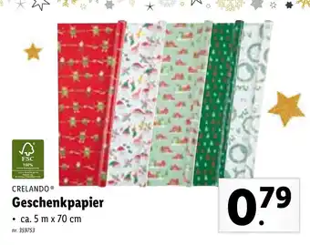 Lidl Crelando Geschenkpapier 5m x 70 cm aanbieding