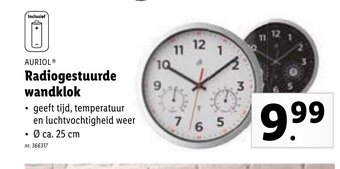 Lidl Auriol Radiogestuurde Wandklok aanbieding