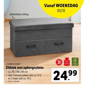 Lidl Livarno Home Zitblok Met Opbergruimte aanbieding
