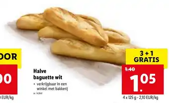 Lidl Halve Baguette Wit 4 x 125g aanbieding