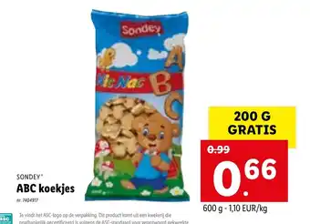 Lidl Sondey ABC Koekjes 600g aanbieding