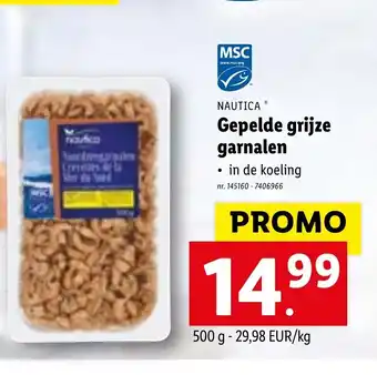 Lidl Nautica Gepelde Grijze Garnalen 500g aanbieding