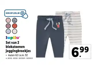Lidl Lupilu Set Van 2 Biokatoenen Joggingbroekjes Maten 62 t.e.m 92 aanbieding