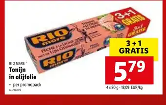 Lidl Tonijn In Olijfolie 4 x 80g aanbieding