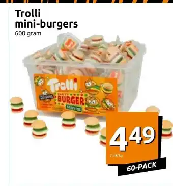 Action Trolli Mini-Burgers 600 gram 60-pack aanbieding