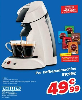 Carrefour Philips Koffiepadmachine Senseo HD7806/40 aanbieding