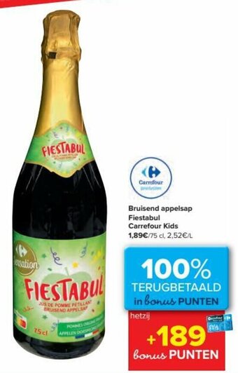 Carrefour Bruisend appelsap Fiestabul Carrefour Kids aanbieding