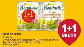 Delhaize Bonduelle groenten in blik aanbieding