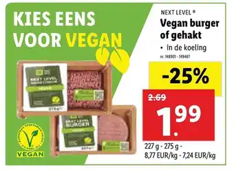 Lidl Next Level Vegan burger of gehakt aanbieding