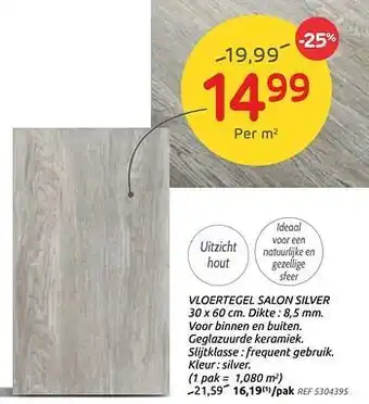Brico Vloertegel salon silver aanbieding