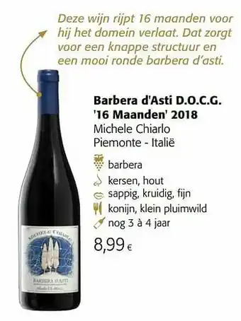 Colruyt Barbera d`asti d.o.c.g. 16 maanden 2018 michele chiarlo piemonte - italië aanbieding