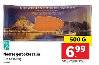 Lidl Noorse gerookte zalm 500g aanbieding