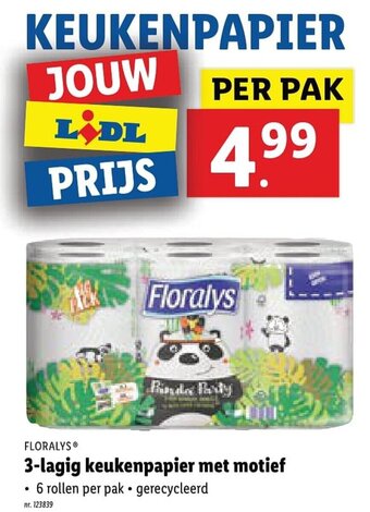 Lidl Floralys 3-lagig keukenpapier met motief aanbieding