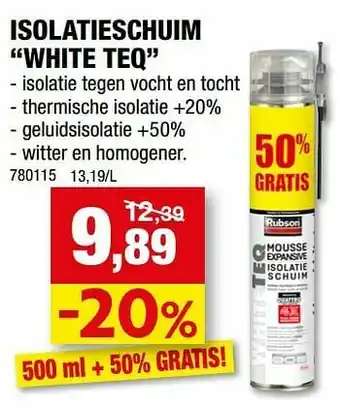 Hubo Isolatieschuim white teq aanbieding