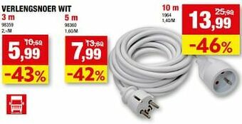 Hubo Verlengsnoer wit ` aanbieding