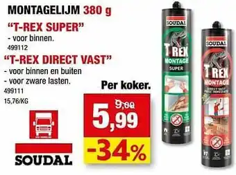 Hubo Montagelijm t-rex super aanbieding