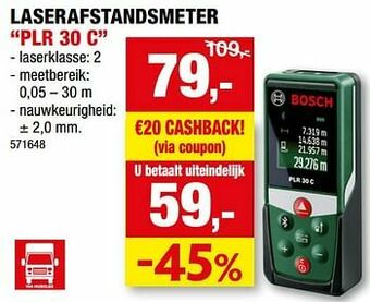 Hubo Bosch laserafstandsmeter plr 30 c aanbieding