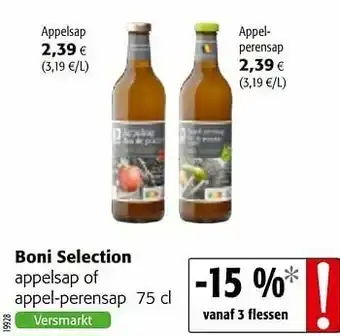 Colruyt Boni selection appelsap of appel-perensap aanbieding