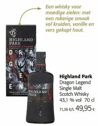 Colruyt Highland park dragon legend single malt scotch whisky aanbieding