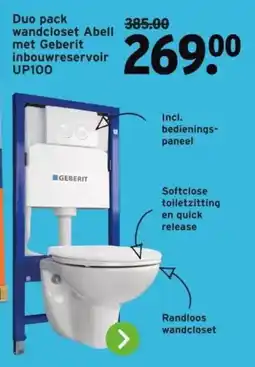 GAMMA Duo pack wandcloset Abell met Geberit inbouwreservoir UP100 aanbieding