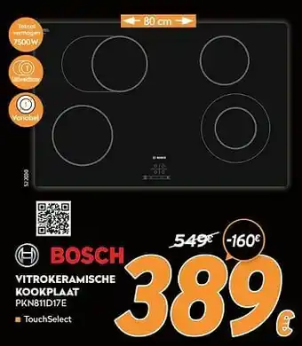 Krëfel Bosch vitrokeramische kookplaat pkn811d17e aanbieding