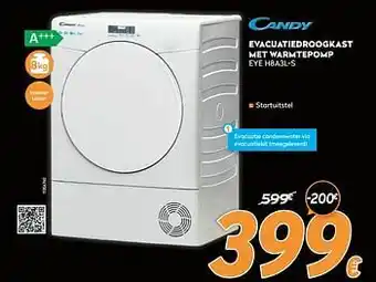 Candy evacuatiedroogkast met warmtepomp