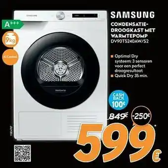 Krëfel Samsung condensatiedroogkast met warmtepomp dv90t5240aw-s2 aanbieding