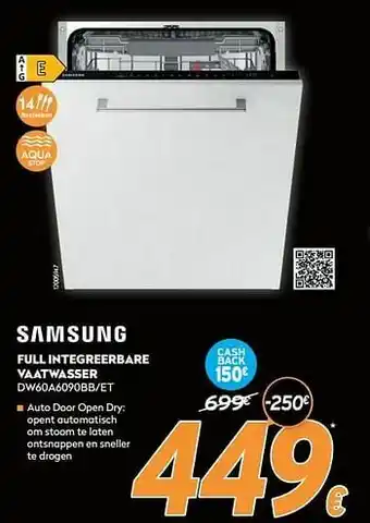 Samsung full integreerbare vaatwasser dw60a6090bb-et