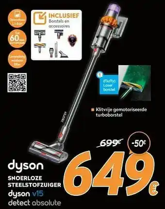 Dyson v15 snoerloze steelstofzuiger