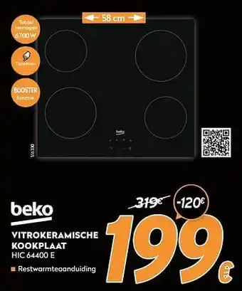 Krëfel Beko vitrokeramische kookplaat hic 64400 e aanbieding