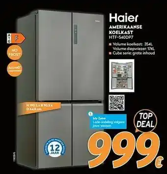 Krëfel Haier amerikaanse koelkast htf-540dp7 aanbieding