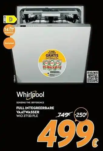 Whirlpool full integreerbare vaatwasser wio 3t133 ple