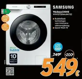 Krëfel Samsung wasmachine ww10t504aaw-s2 aanbieding