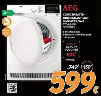 Krëfel Aeg condensatiedroogkast met warmtepomp t7dbg86p sensidry aanbieding