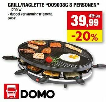 Hubo Domo elektro grill-raclette do9038g 8 personen aanbieding