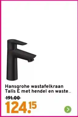 GAMMA Hansgrohe wastafelkraan Talis E met hendel en waste aanbieding