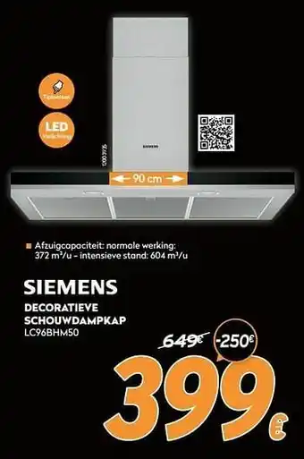 Krëfel Siemens decoratieve schouwdampkap lc96bhm50 aanbieding