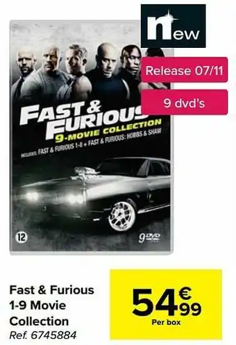 Carrefour Fast + furious 1-9 movie collection aanbieding