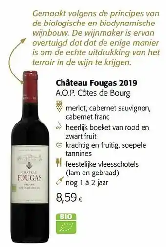 Colruyt Château fougas 2019 a.o.p. côtes de bourg aanbieding