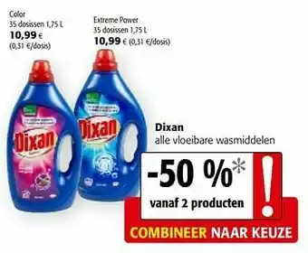 Colruyt Dixan alle vloeibare wasmiddelen aanbieding
