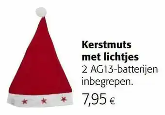 Kerstmuts met lichtjes 2 ag13-batterijen inbegrepen