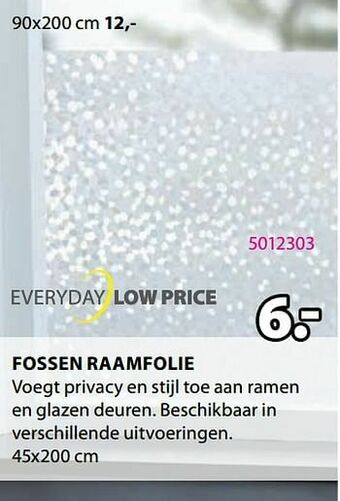 Jysk Fossen raamfolie aanbieding